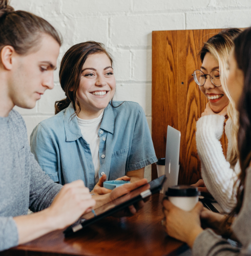 Group of people having a conversation